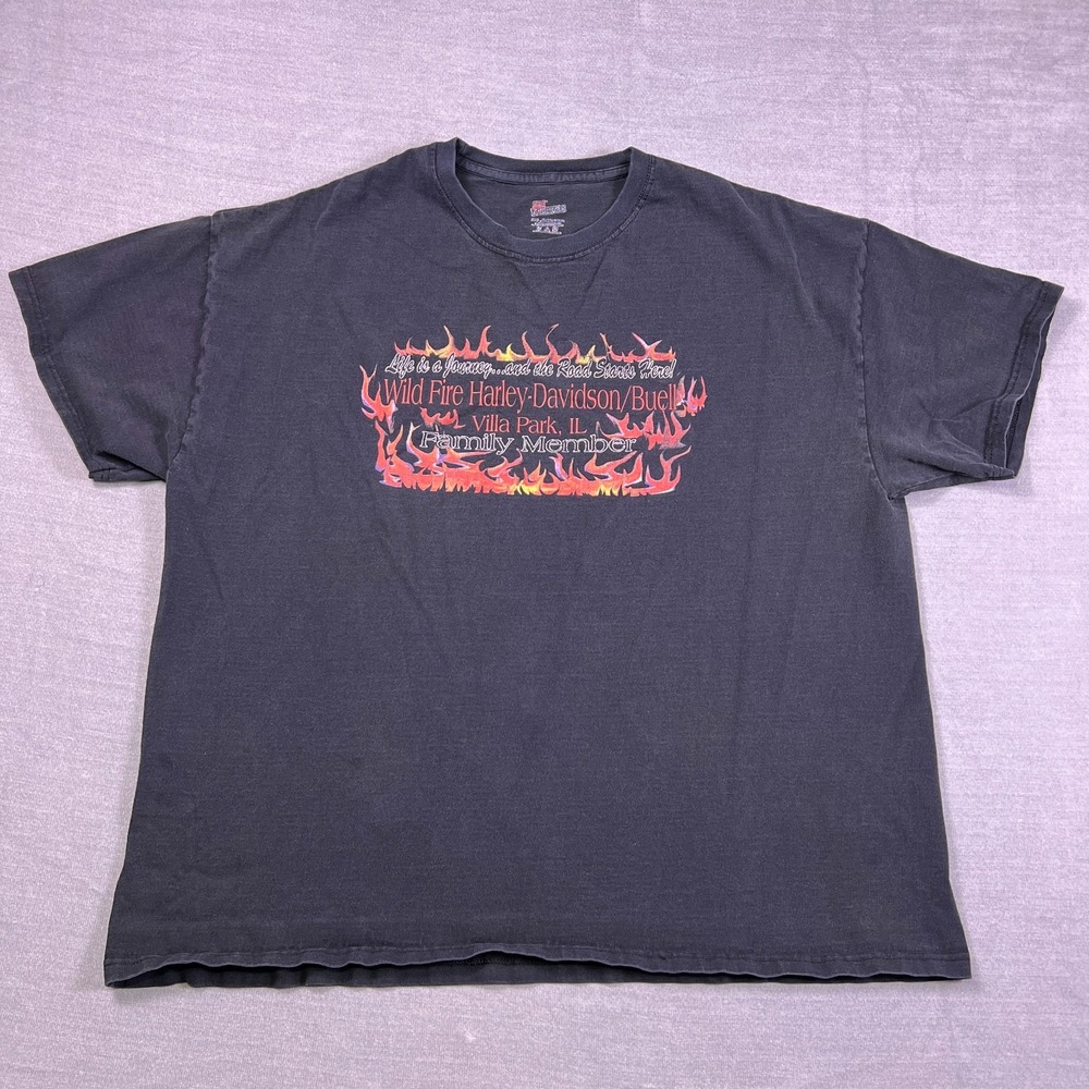 Harley-Davidson Wild Fire Graphic Short Sleeve T-Shirt Mens 2XL Black Cotton